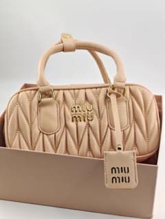 お値下げ】MIU MIU ミニボストン キルティング ベージュ ゴールド金具