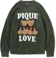 ジェラートピケ PIQUE LOVE クマ刺繍ルームウェアセット 冬 グリーン