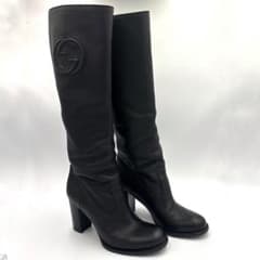 グッチ インターロッキング ロングブーツ 【36】チャンキーヒール