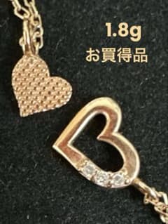 K10PG ダイヤモンド 0.01ct ダブルハート ネックレス 40cm - メルカリ