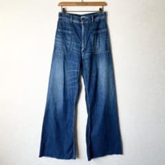 67NOWOS ワイドデニムパンツ カットオフ フレア - メルカリ