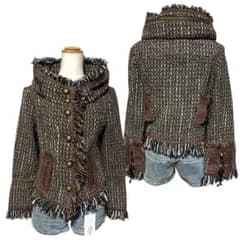 00s archive 本革切替レースアップツイードbonoジャケットy2k - メルカリ