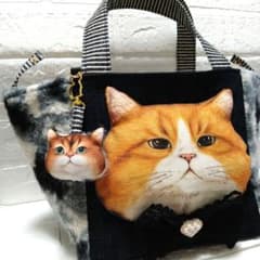 コヤンイサムチョン☆スクエアトートバッグ デニム＆もこもこボア ふて