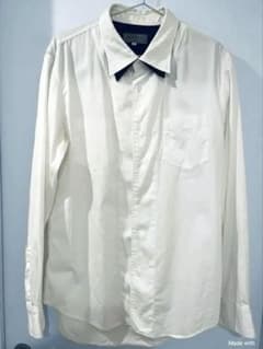 本日限定ヨウジヤマモト プールオム 長袖シャツ L 襟裏黒 オキシ洗浄