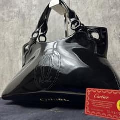 カルティエ レディース ハンドバッグ マルチェロ エナメル ブラック