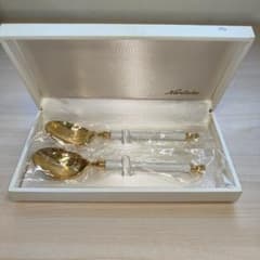 未使用 Noritake ノリタケ スプーン 金色 アルミナ 白 2本 セット