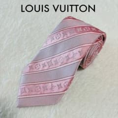 ルイヴィトン シルクネクタイ モノグラム レジメンタル ピンク