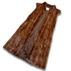 美品/着丈108cm✨】デミバフミンク リアルファー ロングベスト 本毛皮