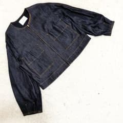 極美品】アナイ デニム ノーカラージャケット シルク混 ジップアップ