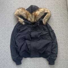 Y2K N2B OPIUM 短丈 フライト ボンバー ジャケット ファーフード3