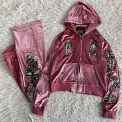 エドハーディ パーカー トラヴィス ベロアセットアップ ピンク - メルカリ