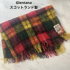 Glentana グレンタナ チェック柄 モヘヤ ウール マフラー 膝掛け
