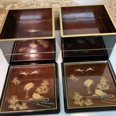 重箱 昭和レトロ 鶴亀 2段重箱 2セット 骨董品 台付 - メルカリ