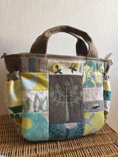 ミナペルホネン＊パッチギャザポケファスナートートL✂️ハンドメイド