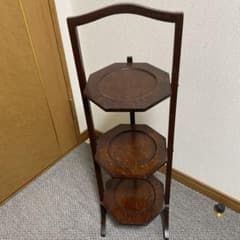 1／27まで発送停止。 木製 3段 ケーキスタンド 八角形 アンティーク