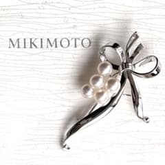 MIKIMOTO ミキモト パールブローチ ピンクホワイト 愛子さま リボン