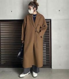 LOHEN／ローヘン ロングタイロッケンウールリバーコート 《キャメル