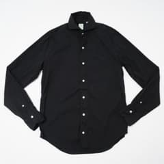 Finamore フィナモレ セルジオ ストレッチコットン シャツ ブラック38