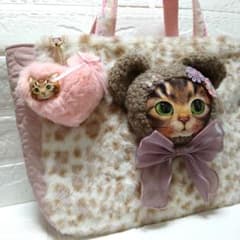 ニ*タ様 コヤンイサムチョン☆横長トートバッグ ユキヒョウファー