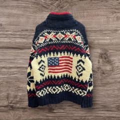 26P4 ポロ ラルフローレン カウチンニット カーディガン S 星条旗 USA