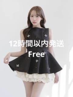 Darich ダーリッチ ビジューフレアバルーンミニドレス ブラック free