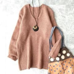 557 ヨーガンレール カシミヤ混 Vネック ニット セーター ピンク