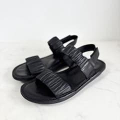 美品 トリッペン 36 Pacific サンダル レザー ギャザー フラット 黒