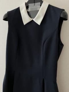 Rene 白襟 34 美品 ワンピース 濃紺 襟付きワンピース 商品タグ有り
