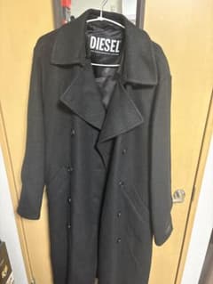 DIESEL 黒 ダブルブレスト チェスターコート - メルカリ