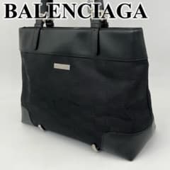 バレンシアガ トートバッグ 肩掛け BB柄 ロゴ金具 ブラック A4収納可能