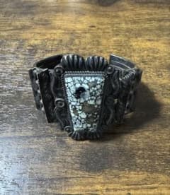 ナバホ系 KS刻印 スターリングシルバー ターコイズ バングル 131g