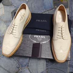 横浜高島屋購入 レザーシューズ エスパドリーユ 白 7 厚底 ウイング