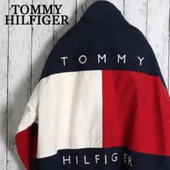 希少！90s トミーヒルフィガー 背中ロゴ刺繍リバーシブルナイロン
