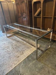 東京都内23区配送無料】240cm ガラステーブル 事務 デザイナーズ 机