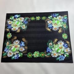 ランチョンマット 約40×30cm トールペイント 緑薔薇 敷物 春