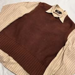 RRL ニットベスト L ブラウン 三ツ星 90s 香港製 希少 ヴィンテージ