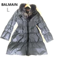 極美品】BALMAIN ダウンコート Aライン ラクーン ロング ブラック L