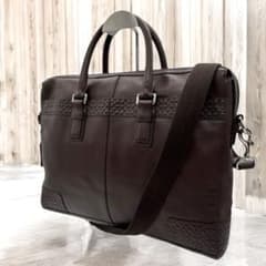 美品 コーチ 2way ビジネスバッグ ブラウン レザー ロゴ刻印 - メルカリ