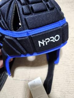 N-PRO 新品未使用ヘッドギア ヘッドキャップ 黒✕ネオンブルー SizeM