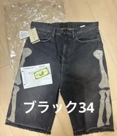kapital 14ozブラックデニム 5Pショートパンツ（BONE刺繍） 34 - メルカリ