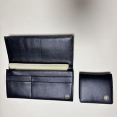 皇居 長財布 最上級モデル 本革黒レザー マチ付き ブラックコイン