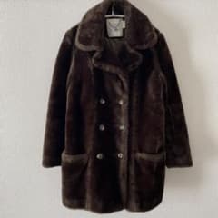 WHITE STAG ダークブラウン ファーコート ビンテージ ダブルブレスト