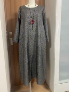 着物リメイク☆461大島紬脇タックワンピース／サイズL～LL - メルカリ