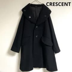 ◇美品◇ CRESCENT カシミヤ混 Aラインウールコート 黒 M 日本製