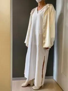 藍染×猫パッチワーク ロングワンピース 丈直し可 着物| 古着リメイク