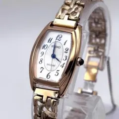 SEIKO エクセリーヌ 腕時計 7Pダイヤ 和紙文字盤 ゴールド 金 可動品