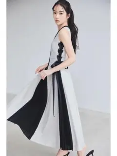 2026年最新】snidel スナイデル サイドプリーツバイカラーワンピースの