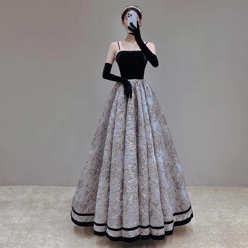 イヴニングドレス　ロングドレス　パーティードレス　パール　刺繡　サイズS 楽天市場】パーティードレス 長袖 カラードレス 演奏会用ロングドレス