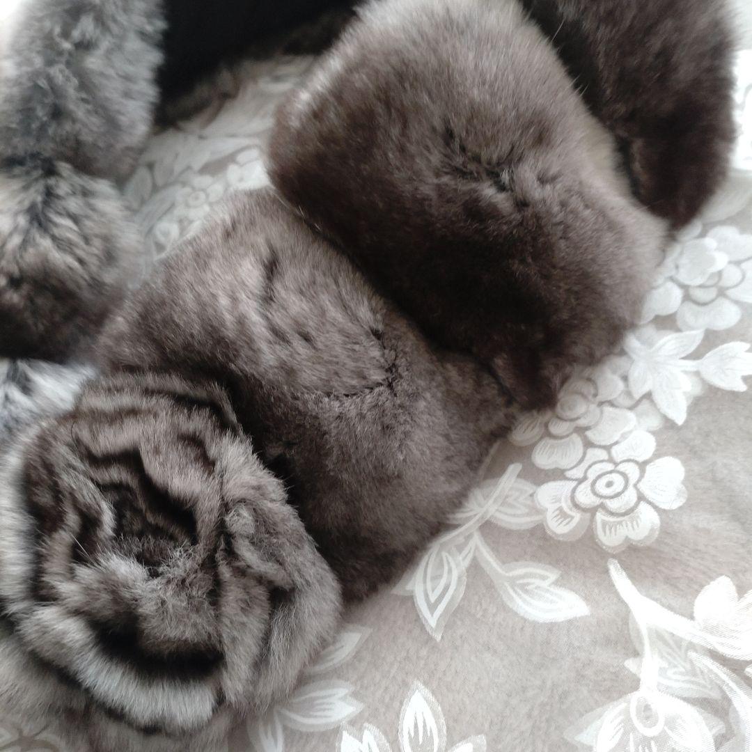 新品未使用 百貨店購入 タグ付き チンチラマフラー グレー リアル