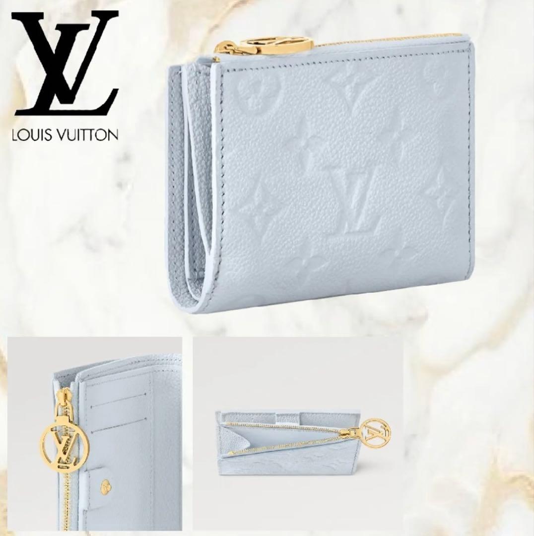 美品☆ルイ ヴィトン☆ポルトフォイユ・リサ☆折り財布☆水色ブルー